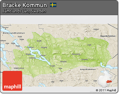 Physical 3D Map of Bräcke Kommun, shaded relief outside