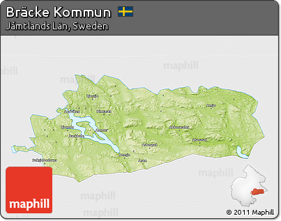 Physical 3D Map of Bräcke Kommun, single color outside
