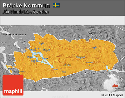 Political 3D Map of Bräcke Kommun, desaturated