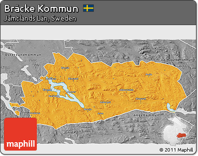Political 3D Map of Bräcke Kommun, desaturated