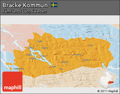 Political 3D Map of Bräcke Kommun, lighten