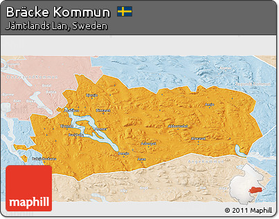 Political 3D Map of Bräcke Kommun, lighten