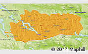 Political 3D Map of Bräcke Kommun, physical outside
