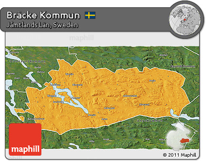 Political 3D Map of Bräcke Kommun, satellite outside