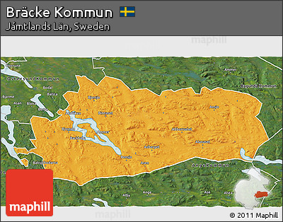Political 3D Map of Bräcke Kommun, satellite outside