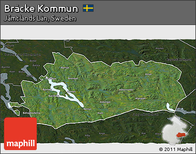 Satellite 3D Map of Bräcke Kommun, darken