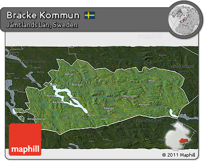 Satellite 3D Map of Bräcke Kommun, darken