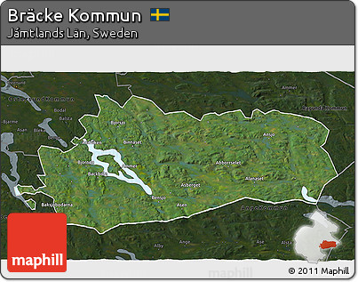 Satellite 3D Map of Bräcke Kommun, darken