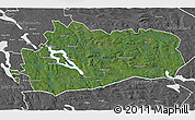 Satellite 3D Map of Bräcke Kommun, desaturated