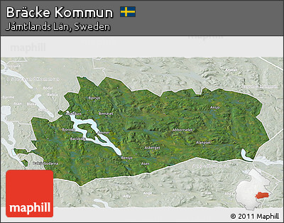 Satellite 3D Map of Bräcke Kommun, lighten