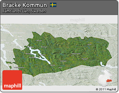 Satellite 3D Map of Bräcke Kommun, lighten