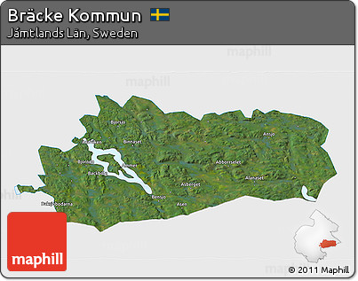 Satellite 3D Map of Bräcke Kommun, single color outside