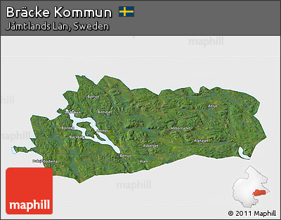 Satellite 3D Map of Bräcke Kommun, single color outside