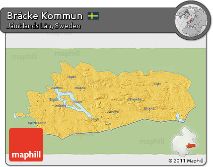 Savanna Style 3D Map of Bräcke Kommun, single color outside