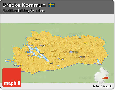 Savanna Style 3D Map of Bräcke Kommun, single color outside