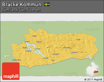 Savanna Style 3D Map of Bräcke Kommun, single color outside