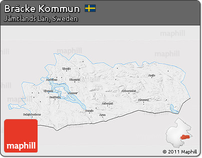 Silver Style 3D Map of Bräcke Kommun, single color outside