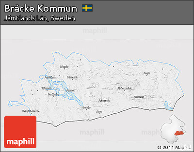 Silver Style 3D Map of Bräcke Kommun, single color outside