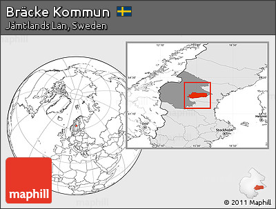 Blank Location Map of Bräcke Kommun, highlighted country, highlighted parent region