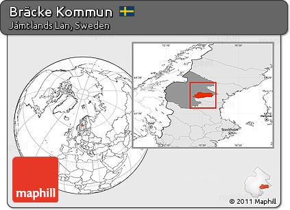 Blank Location Map of Bräcke Kommun, highlighted country, highlighted parent region