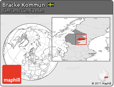 Blank Location Map of Bräcke Kommun, highlighted country, highlighted parent region