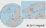 Gray Location Map of Bräcke Kommun, within the entire country, hill shading