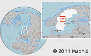 Gray Location Map of Bräcke Kommun, highlighted country, within the entire country, hill shading