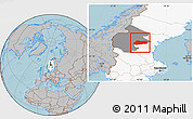 Gray Location Map of Bräcke Kommun, highlighted country, highlighted parent region, hill shading