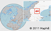 Gray Location Map of Bräcke Kommun, highlighted country, hill shading