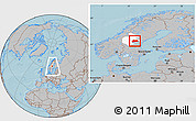 Gray Location Map of Bräcke Kommun, highlighted parent region, within the entire country, hill shading