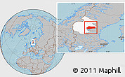 Gray Location Map of Bräcke Kommun, highlighted parent region, hill shading