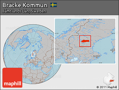 Gray Location Map of Bräcke Kommun, hill shading