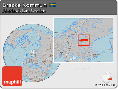 Gray Location Map of Bräcke Kommun, hill shading