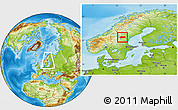 Physical Location Map of Bräcke Kommun, within the entire country