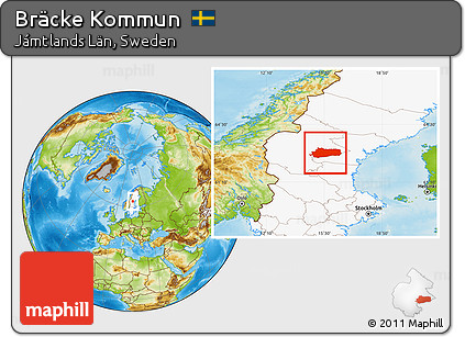 Physical Location Map of Bräcke Kommun, highlighted country