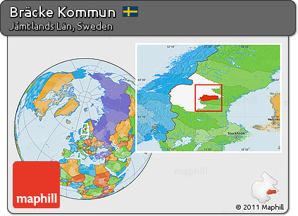 Political Location Map of Bräcke Kommun, highlighted parent region