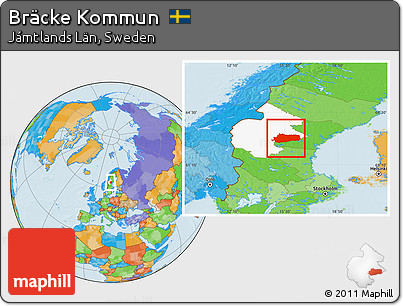 Political Location Map of Bräcke Kommun, highlighted parent region
