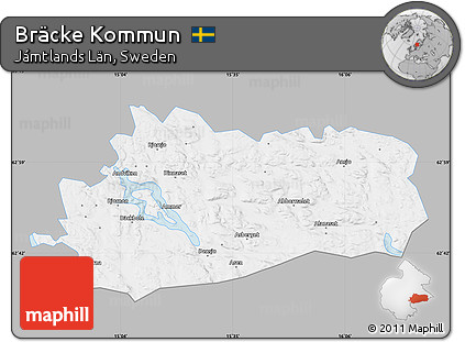 Gray Map of Bräcke Kommun, single color outside