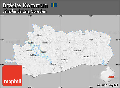 Gray Map of Bräcke Kommun, single color outside