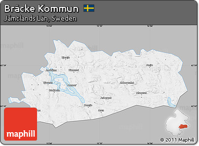 Gray Map of Bräcke Kommun, single color outside