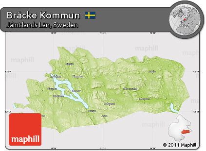 Physical Map of Bräcke Kommun, cropped outside