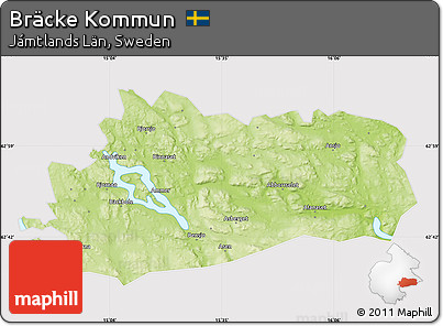 Physical Map of Bräcke Kommun, cropped outside