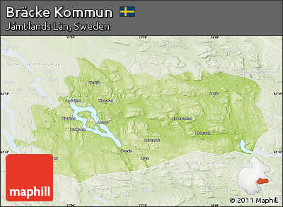 Physical Map of Bräcke Kommun, lighten