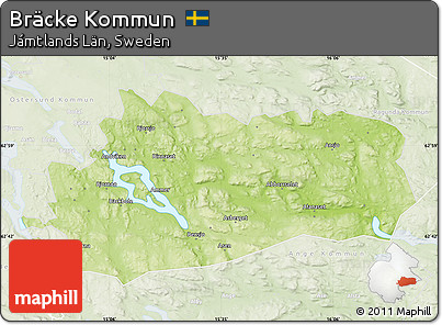 Physical Map of Bräcke Kommun, lighten