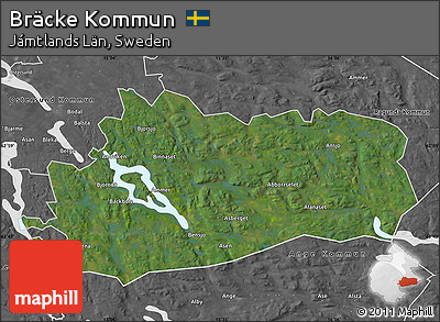 Satellite Map of Bräcke Kommun, desaturated