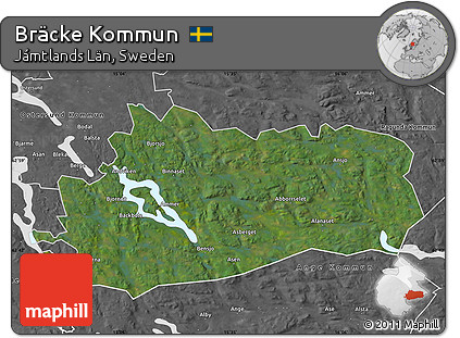 Satellite Map of Bräcke Kommun, desaturated