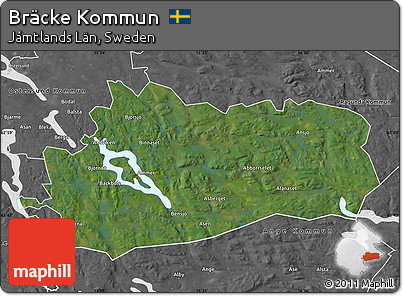 Satellite Map of Bräcke Kommun, desaturated