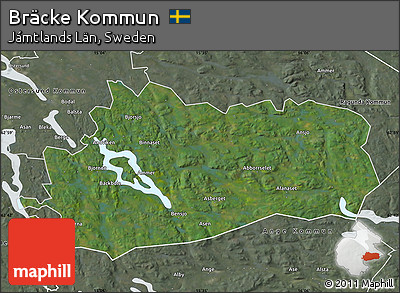 Satellite Map of Bräcke Kommun, semi-desaturated