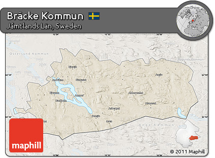 Shaded Relief Map of Bräcke Kommun, lighten