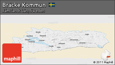 Classic Style Panoramic Map of Bräcke Kommun, single color outside